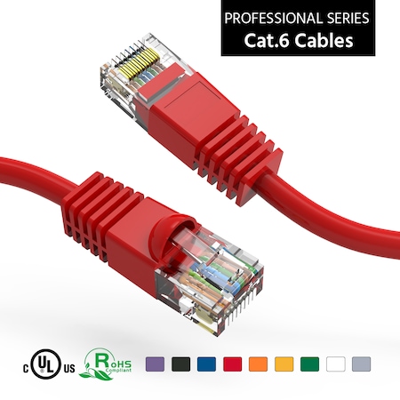 CAT6 UTP Ethernet Network Booted Cable- 20ft- Red